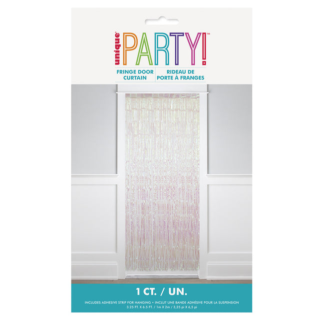 Vit dörrridå Pärla 2m