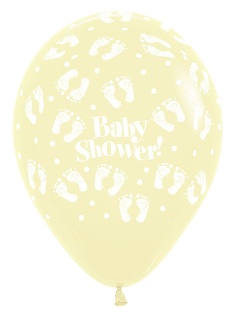 Ballonger Baby Shower Fotavtryck Pastell Matt Mix 30cm 25st