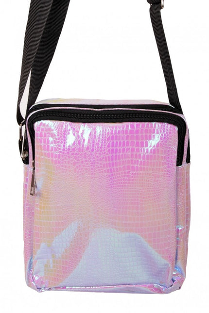 Handväska orm läder tryck lila