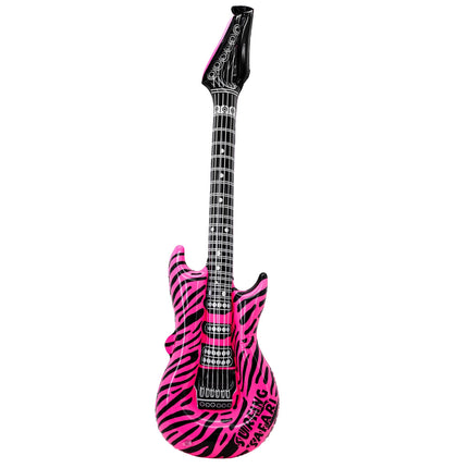 Zebra falsk gitarr rosa uppblåsbar 1,05 m