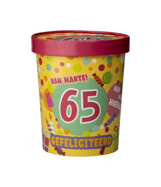 Färgad godisbricka 65 år 12cm