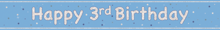 Happy Birthday-banner ljusblå 3 år 2,74 m