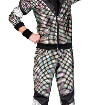 Neon 80S Träningsoverall Felaktig Holografisk Barn