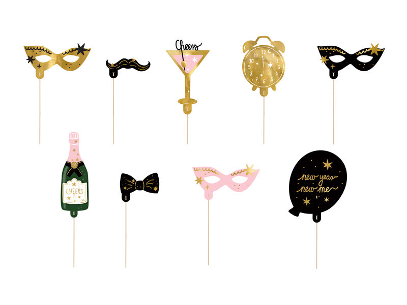 Nyårsafton Photobooth Rekvisita Let's Party 9st