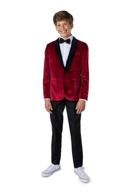 Bordeaux Röd Sammet Blazer Pojke Tonåring <tc>OppoSuits</tc>