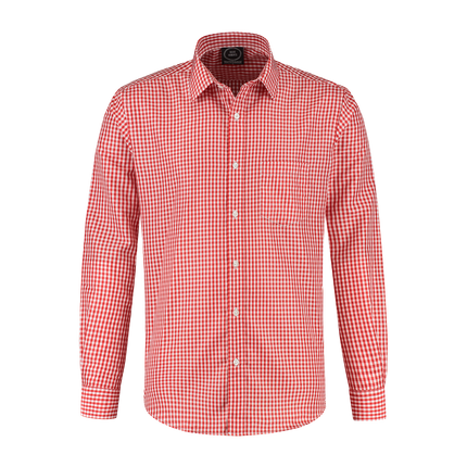 Röd Vit Blus Herr Långärmad Rutig