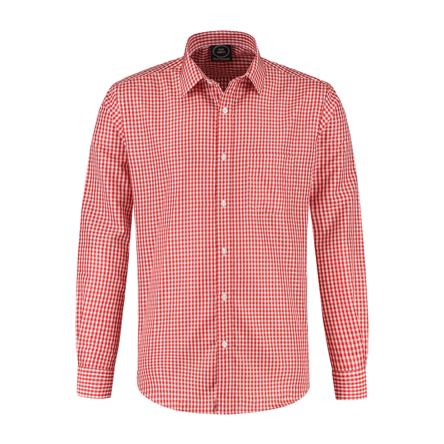 Röd Vit Blus Herr Långärmad Rutig