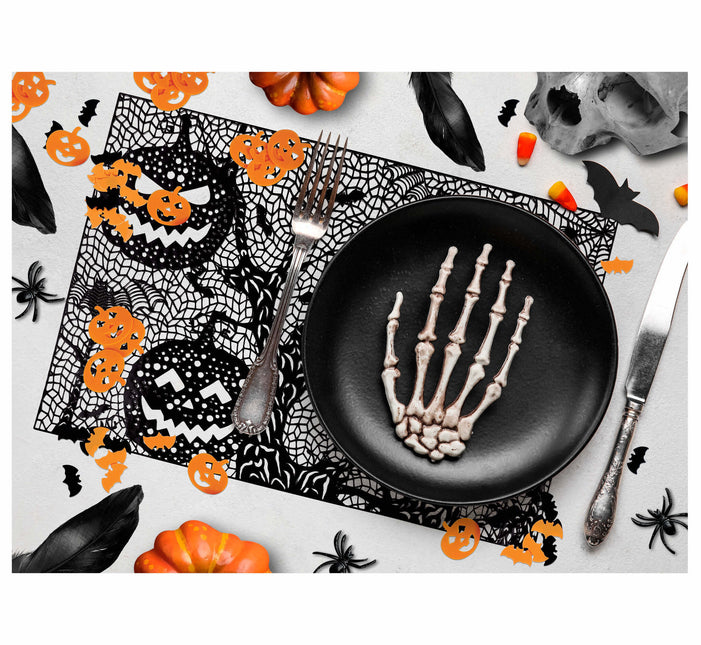 Svart orange Halloween bordskonfetti fladdermöss