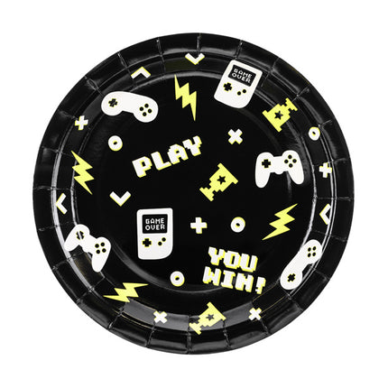 Spel Party Tallrikar Svart Gul 23cm 6st