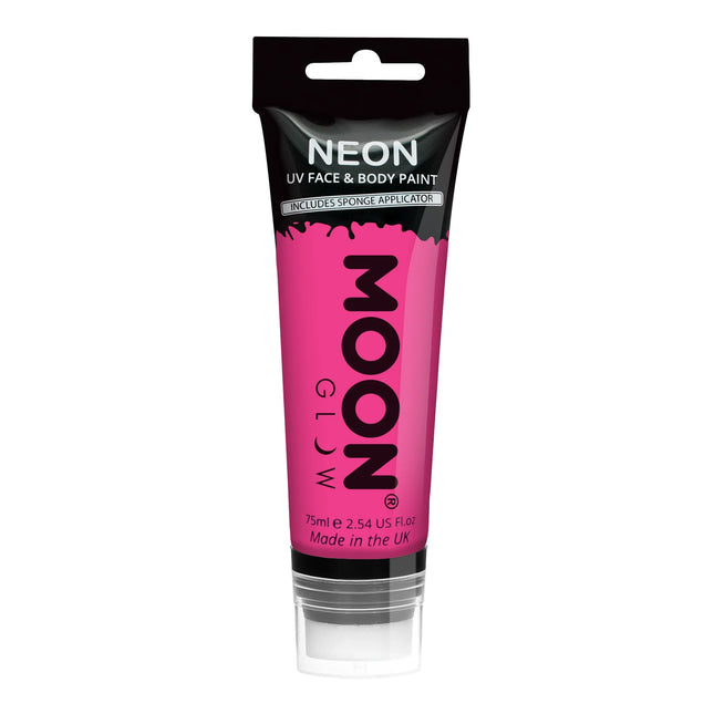 Moon Glow Neon UV-ansiktsfärg med färgapplikator Intense Pink 75ml
