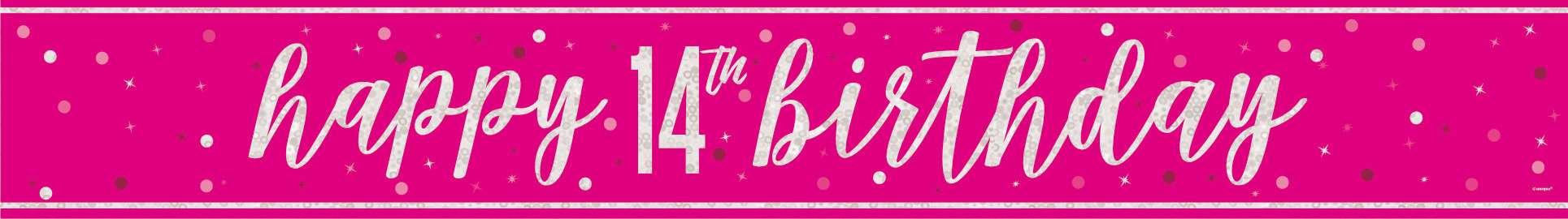 Happy Birthday-banner rosa 14 år 2,74 m