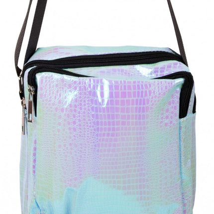 Handväska Orm Läder Tryck Turquois