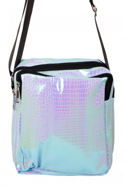 Handväska Orm Läder Tryck Turquois