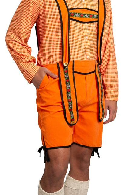 Orange Lederhosen Johann Short för män