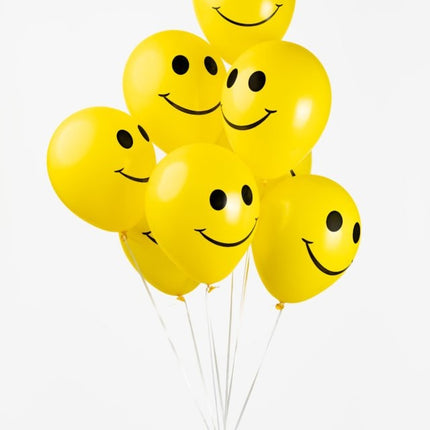 Gula ballonger Smiley 30,5cm 8st