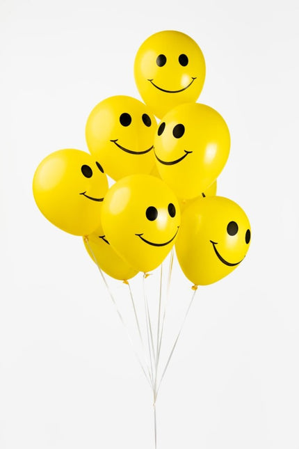 Gula ballonger Smiley 30,5cm 8st