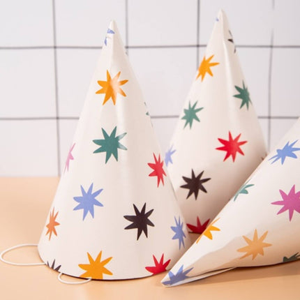 Stjärn Partyhattar Färgade 6st