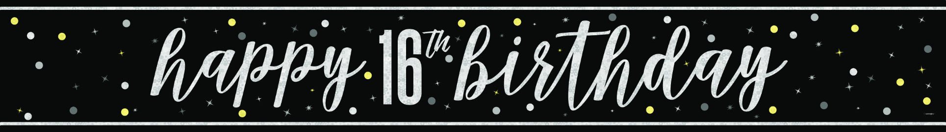 Happy Birthday-banner svart 16 år 2,74 m