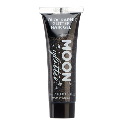 Moon Glitter Holografisk Glitter Hårgel Svart 20ml
