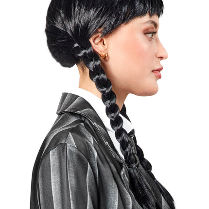 Svart peruk flätor damer