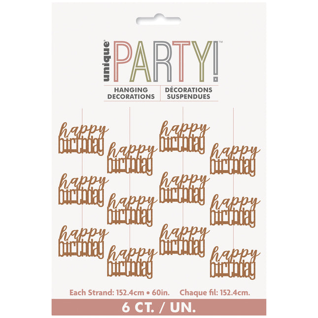 Happy Birthday Hängande Dekoration Roséguld 1,52m