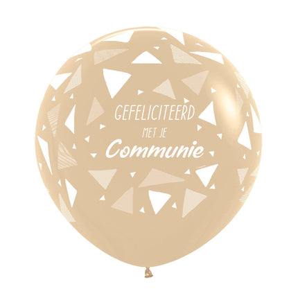 Ballonger Grattis till kommunionen Trianglar Vit Sand 61cm 3st