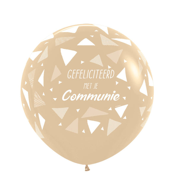 Ballonger Grattis till kommunionen Trianglar Vit Sand 61cm 3st