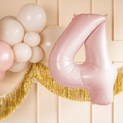 4 års figurballong ljusrosa tom 72 cm