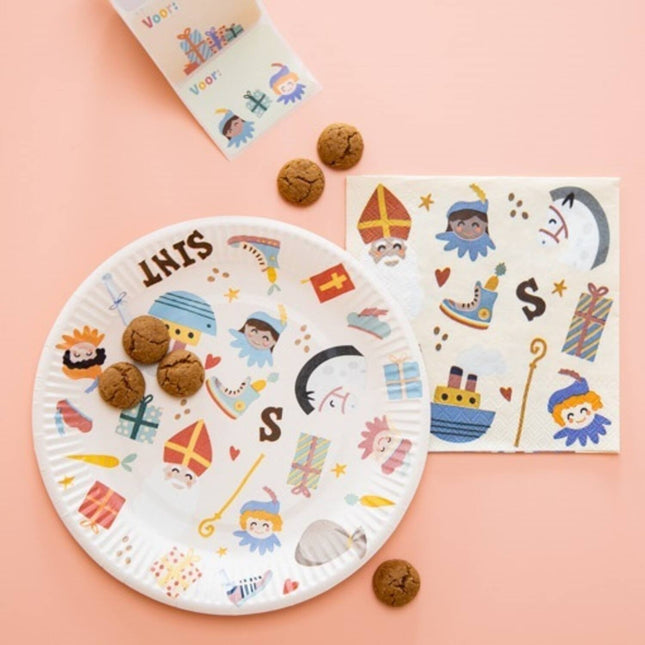 Sinterklaas-tallrikar Sint En Piet 18cm 8st