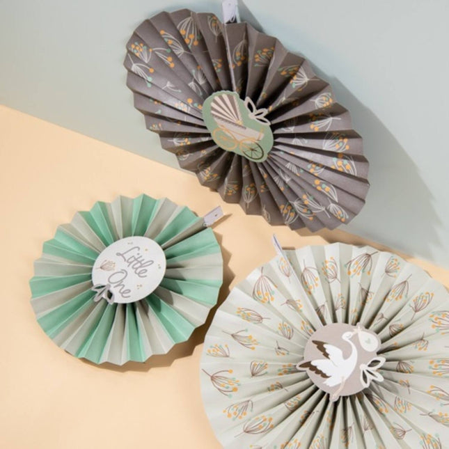 Födelsepappersfläktar Little One 3st