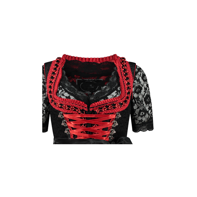 Svart Röd Dirndlklänning Oktoberfest Ladies 2 delar