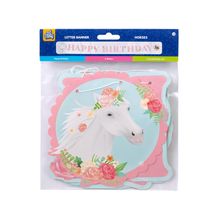 Happy Birthday Letter Girlande Hästar 2,5m