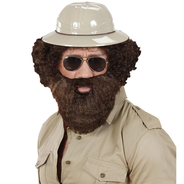 Brunt fejkskägg med mustasch