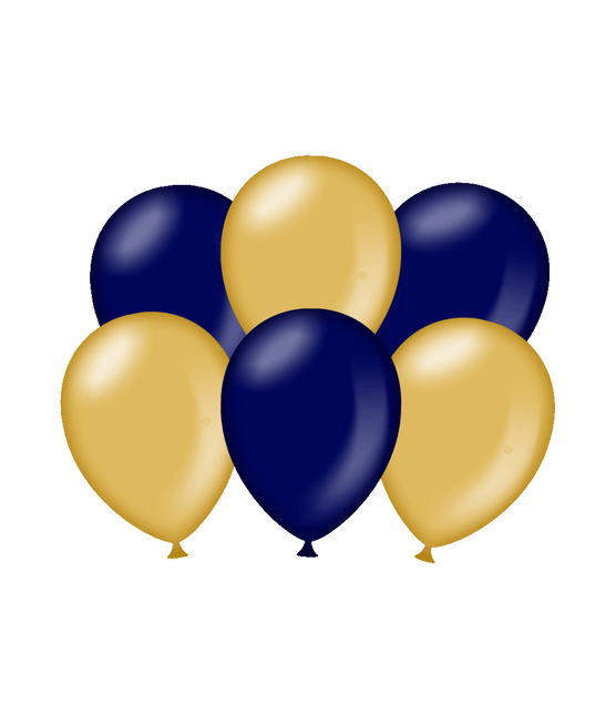Blå Guld Ballonger Metallic 30cm 6st
