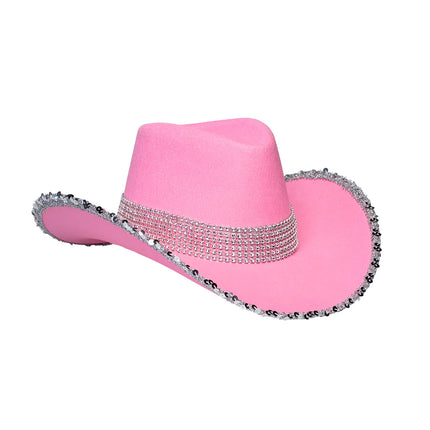 Rosa cowboyhatt Glitter