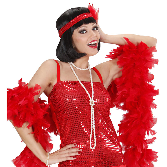 Röda boa fjädrar 1,8 m