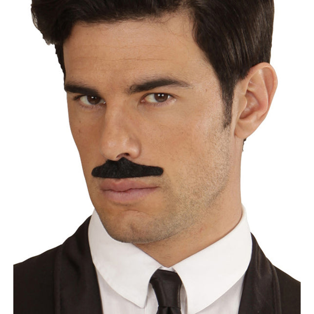 Svart falsk mustasch 12st