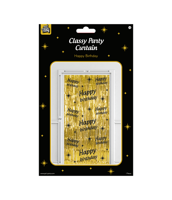 Happy Birthday Dörrgardin Guld Svart