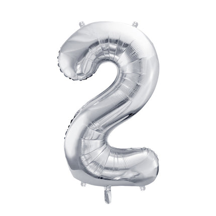 2 års figurballong silver tom 72 cm