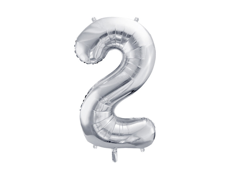 2 års figurballong silver tom 72 cm