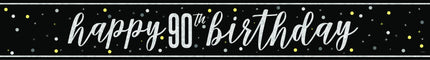 Happy Birthday Banner Svart 90 år 2,74m