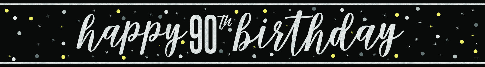 Happy Birthday Banner Svart 90 år 2,74m