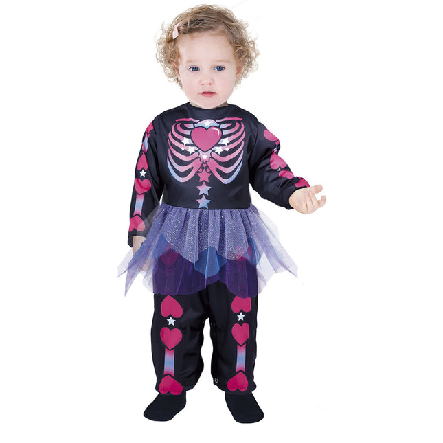 Halloweenkostym Baby Skelett Rosa