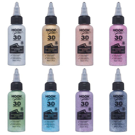 Moon Glitter Holografisk Glitter Tygfärg Silver 30ml