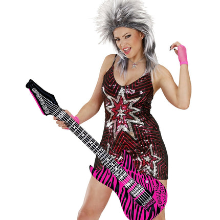 Zebra falsk gitarr rosa uppblåsbar 1,05 m