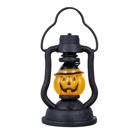 Svart orange Halloween bordsdekoration pumpa lykta 10cm