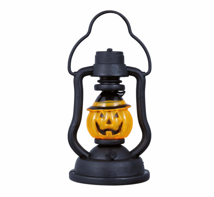 Svart orange Halloween bordsdekoration pumpa lykta 10cm
