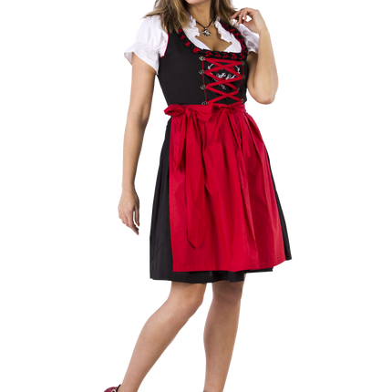 Svart Röd Dirndl Klänning Oktoberfest Damer
