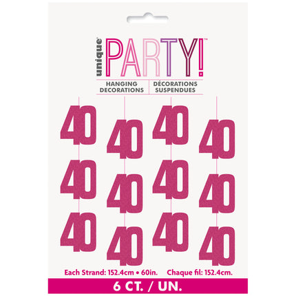 40 år Hängande dekoration Rosa 1,52 m