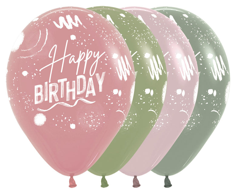 Ballonger Happy Birthday Brush Design Mix 30cm 25st